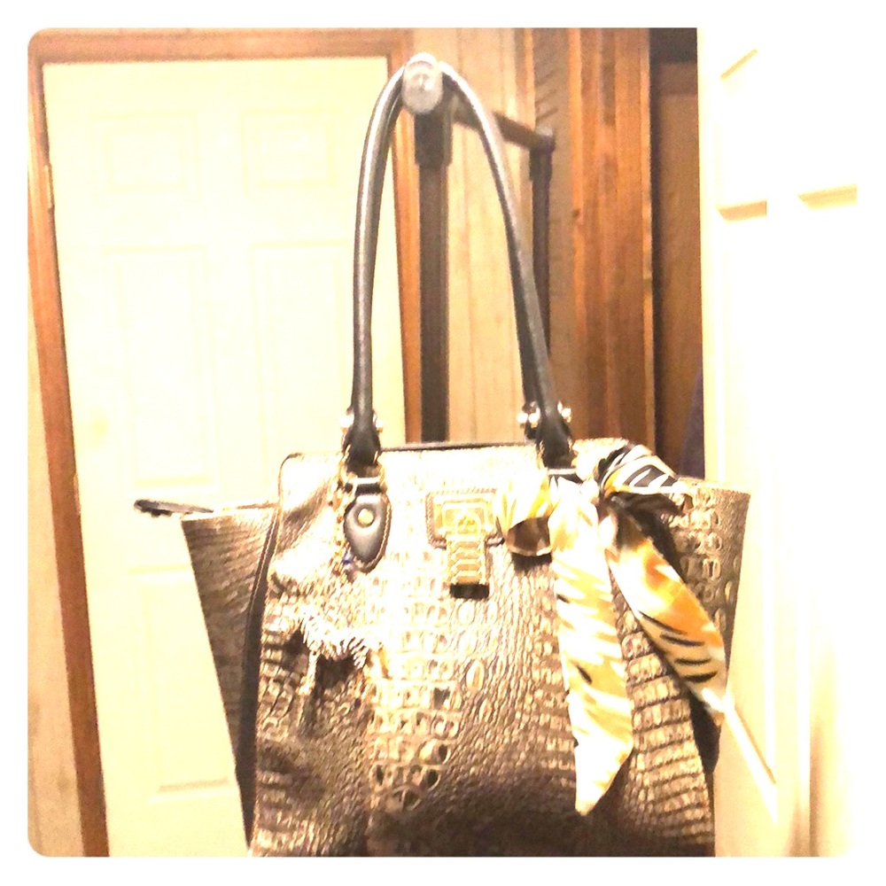 Auth. MARC CHANTAL handbag w/ purse charm & scarf